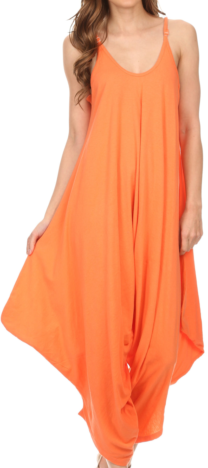 Sakkas Ganesa Sleeveless Spaghetti Strap Long Handkerchief Sides Blouse Top Shirt