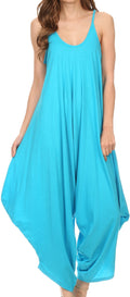 Sakkas Ganesa Sleeveless Spaghetti Strap Long Handkerchief Sides Blouse Top Shirt#color_Turquoise