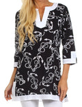 Sakkas Anchor Cotton Long Sleeve Tunic Blouse#color_Black