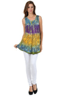 Sakkas Ombre Floral Tie Dye Flared Hem Sleeveless Tunic Blouse
