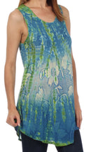 Sakkas Ombre Floral Tie Dye Flared Hem Sleeveless Tunic Blouse