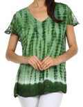 Sakkas Natasha Sequin Tie Dye Blouse#color_EmeraldGreen