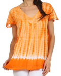 Sakkas Natasha Sequin Tie Dye Blouse#color_Orange