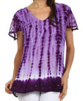 Sakkas Natasha Sequin Tie Dye Blouse#color_Purple