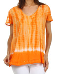 Sakkas Natasha Sequin Tie Dye Blouse#color_Tangerine