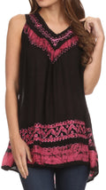Sakkas Paradise Embroidered Relaxed Fit Blouse#color_Black/Pink
