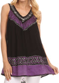 Sakkas Paradise Embroidered Relaxed Fit Blouse#color_Black/Purple