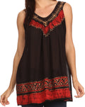 Sakkas Paradise Embroidered Relaxed Fit Blouse#color_Black/Red