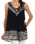 Sakkas Paradise Embroidered Relaxed Fit Blouse#color_Black/White