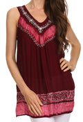 Sakkas Paradise Embroidered Relaxed Fit Blouse#color_Burgundy