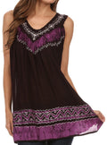 Sakkas Paradise Embroidered Relaxed Fit Blouse#color_Eggplant