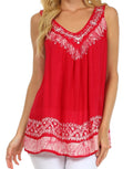 Sakkas Paradise Embroidered Relaxed Fit Blouse#color_Raspberry
