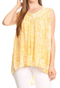 Sakkas Bohemian Summer Sleeveless Blouse#color_Gold