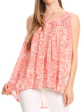 Sakkas Bohemian Summer Sleeveless Blouse#color_Rose