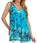 Sakkas Palmetto Batik Sleeveless Blouse#color_Turquoise