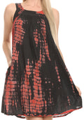 Sakkas  Amber Rose Sleeveless V-Neck Embroidered Ombre Tie Dye Tank Top Blouse / Tunic#color_Black/Red