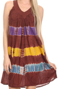 Sakkas  Amber Rose Sleeveless V-Neck Embroidered Ombre Tie Dye Tank Top Blouse / Tunic#color_Brown/Purple