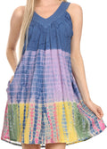 Sakkas  Amber Rose Sleeveless V-Neck Embroidered Ombre Tie Dye Tank Top Blouse / Tunic#color_Navy/Purple