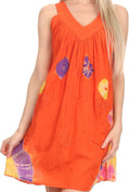 Sakkas  Amber Rose Sleeveless V-Neck Embroidered Ombre Tie Dye Tank Top Blouse / Tunic#color_Orange