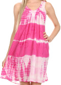 Sakkas  Amber Rose Sleeveless V-Neck Embroidered Ombre Tie Dye Tank Top Blouse / Tunic#color_Pink