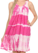 Sakkas  Amber Rose Sleeveless V-Neck Embroidered Ombre Tie Dye Tank Top Blouse / Tunic