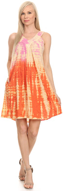 Sakkas  Amber Rose Sleeveless V-Neck Embroidered Ombre Tie Dye Tank Top Blouse / Tunic