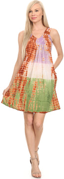 Sakkas  Amber Rose Sleeveless V-Neck Embroidered Ombre Tie Dye Tank Top Blouse / Tunic