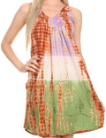 Sakkas  Amber Rose Sleeveless V-Neck Embroidered Ombre Tie Dye Tank Top Blouse / Tunic#color_Purple