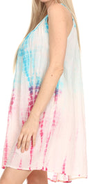 Sakkas  Amber Rose Sleeveless V-Neck Embroidered Ombre Tie Dye Tank Top Blouse / Tunic