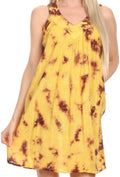 Sakkas  Amber Rose Sleeveless V-Neck Embroidered Ombre Tie Dye Tank Top Blouse / Tunic#color_Yellow/Brown