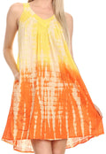 Sakkas  Amber Rose Sleeveless V-Neck Embroidered Ombre Tie Dye Tank Top Blouse / Tunic#color_Yellow/Orange