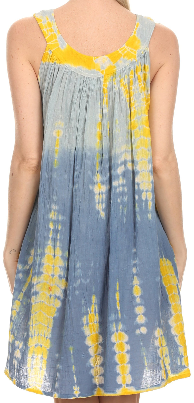 Sakkas  Amber Rose Sleeveless V-Neck Embroidered Ombre Tie Dye Tank Top Blouse / Tunic