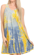 Sakkas  Amber Rose Sleeveless V-Neck Embroidered Ombre Tie Dye Tank Top Blouse / Tunic#color_Yellow/SkyBlue