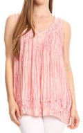 Sakkas Boho Love Sleeveless Blouse#color_Pink