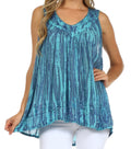 Sakkas Boho Love Sleeveless Blouse#color_Turquoise