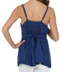 Sakkas Stonewashed Rayon Flared Hem Sleeveless Blouse