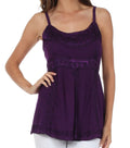 Sakkas Stonewashed Rayon Flared Hem Sleeveless Blouse#color_Purple