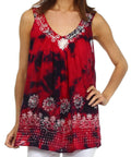 Sakkas Spring Meadow Batik Sleeveless Blouse#color_Pink