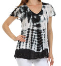 Sakkas Natalie Sequin Tie Dye Blouse#color_Black
