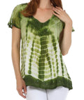 Sakkas Natalie Sequin Tie Dye Blouse#color_Dark Green