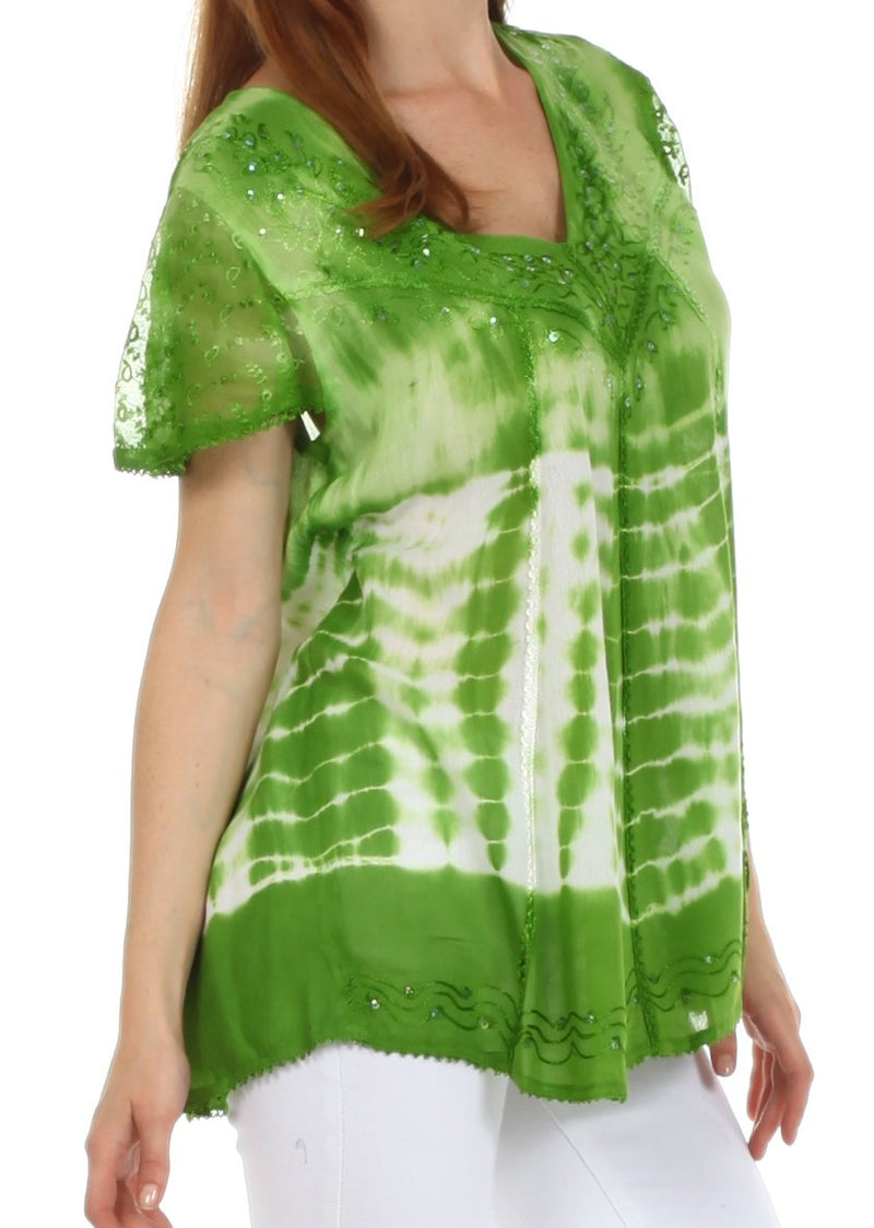 Sakkas Natalie Sequin Tie Dye Blouse