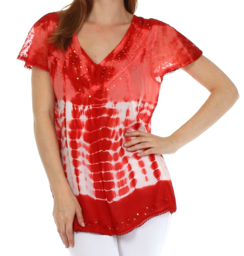 Sakkas Natalie Sequin Tie Dye Blouse