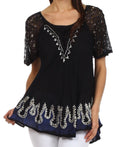 Sakkas New Spirit Batik Relaxed Fit Blouse#color_Black/Navy