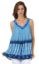 Sakkas Ombre Tie Dye Gauzy Crepe Sleeveless Relaxed Fit Top / Blouse