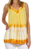 Sakkas Ombre Tie Dye Gauzy Crepe Sleeveless Relaxed Fit Top / Blouse#color_Buttercup Yellow