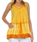Sakkas Ombre Tie Dye Gauzy Crepe Sleeveless Relaxed Fit Top / Blouse#color_Gold