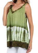 Sakkas Ombre Tie Dye Gauzy Crepe Sleeveless Relaxed Fit Top / Blouse