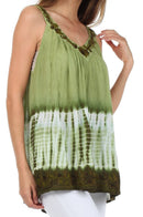 Sakkas Ombre Tie Dye Gauzy Crepe Sleeveless Relaxed Fit Top / Blouse