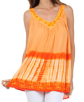 Sakkas Ombre Tie Dye Gauzy Crepe Sleeveless Relaxed Fit Top / Blouse#color_Orange