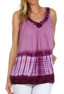 Sakkas Ombre Tie Dye Gauzy Crepe Sleeveless Relaxed Fit Top / Blouse